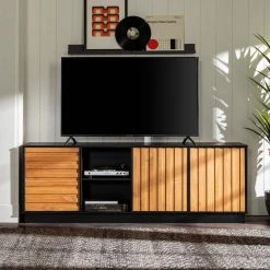 70 in. Caramel and Black Solid Wood Modern Boho TV Stand with 3 Doors (Max tv size 80 in.) by Welwick Designs 19 70 in. Caramel and Black Solid Wood Modern Boho TV Stand with 3 Doors (Max tv size 80 in.) by Welwick Designs -Deals Welwick Designs Store caramel and black welwick designs tv stands hd8939 31 1000