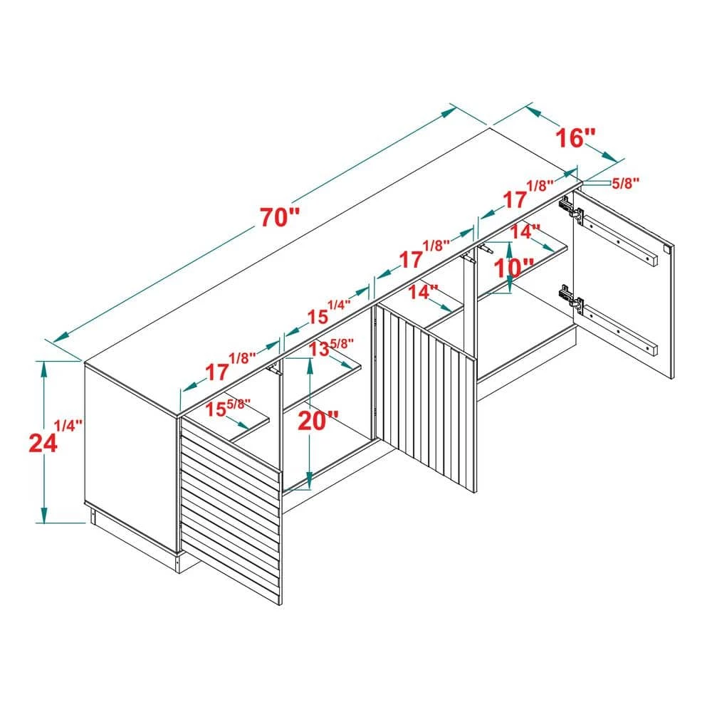 70 in. Caramel and Black Solid Wood Modern Boho TV Stand with 3 Doors (Max tv size 80 in.) by Welwick Designs 3 70 in. Caramel and Black Solid Wood Modern Boho TV Stand with 3 Doors (Max tv size 80 in.) by Welwick Designs - Image 3