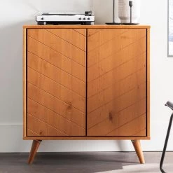 Caramel Solid Wood Accent Cabinet with Chevron Groove Doors by Welwick Designs -Deals Welwick Designs Store caramel welwick designs accent cabinets hd8725 31 1000