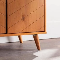 Caramel Solid Wood Accent Cabinet with Chevron Groove Doors by Welwick Designs -Deals Welwick Designs Store caramel welwick designs accent cabinets hd8725 4f 1000