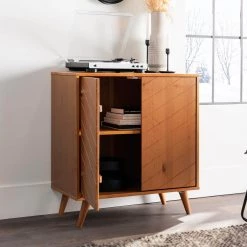 Caramel Solid Wood Accent Cabinet with Chevron Groove Doors by Welwick Designs -Deals Welwick Designs Store caramel welwick designs accent cabinets hd8725 77 1000