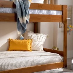 Caramel Solid Wood Twin Over Twin Bunk Bed with Integrated Ladder by Welwick Designs 13 Caramel Solid Wood Twin Over Twin Bunk Bed with Integrated Ladder by Welwick Designs -Deals Welwick Designs Store caramel welwick designs bunk beds hd8827 77 1000