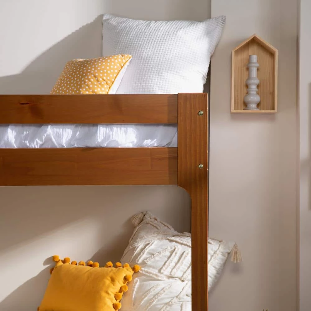 Caramel Solid Wood Twin Over Twin Bunk Bed with Integrated Ladder by Welwick Designs 7 Caramel Solid Wood Twin Over Twin Bunk Bed with Integrated Ladder by Welwick Designs - Image 7