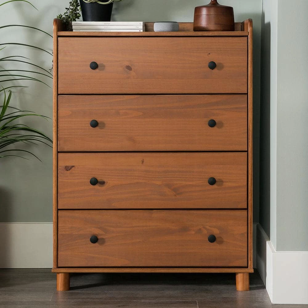 16 in W. 4-Drawer Caramel Solid Wood Chest Dresser by Welwick Designs 6 16 in W. 4-Drawer Caramel Solid Wood Chest Dresser by Welwick Designs - Image 6