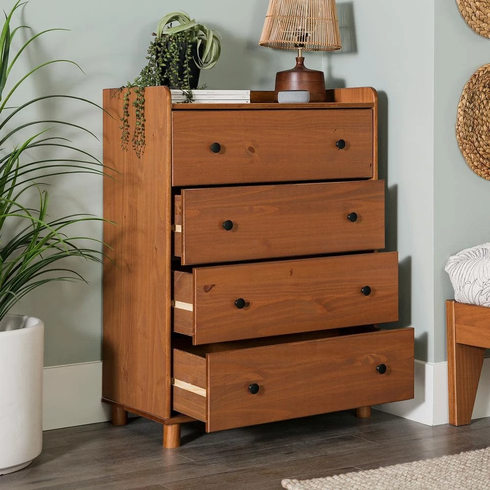 16 in W. 4-Drawer Caramel Solid Wood Chest Dresser by Welwick Designs 2 16 in W. 4-Drawer Caramel Solid Wood Chest Dresser by Welwick Designs - Image 2