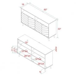 60 in. Caramel Solid Wood TV Stand Fits TVs up to 65 in. with Chevron Groove Doors by Welwick Designs -Deals Welwick Designs Store caramel welwick designs tv stands hd8747 40 1000