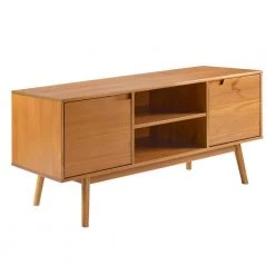 58 in. Caramel Solid Wood TV Stand Fits TVs up to 65 in. with Cutout Cabinet Handles by Welwick Designs -Deals Welwick Designs Store caramel welwick designs tv stands hd8850 1f 1000