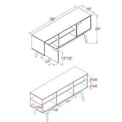 58 in. Caramel Solid Wood TV Stand Fits TVs up to 65 in. with Cutout Cabinet Handles by Welwick Designs -Deals Welwick Designs Store caramel welwick designs tv stands hd8850 40 1000
