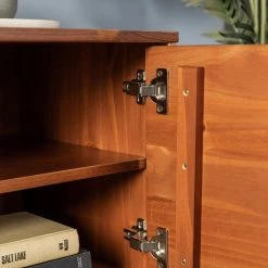 58 in. Caramel Solid Wood TV Stand Fits TVs up to 65 in. with Cutout Cabinet Handles by Welwick Designs -Deals Welwick Designs Store caramel welwick designs tv stands hd8850 77 1000