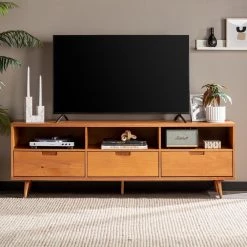 70 in. Caramel Solid Wood Boho Modern 3-Drawer TV Stand Fits TVs up to 80 in. by Welwick Designs 17 70 in. Caramel Solid Wood Boho Modern 3-Drawer TV Stand Fits TVs up to 80 in. by Welwick Designs -Deals Welwick Designs Store caramel welwick designs tv stands hd8938 31 1000