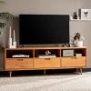 70 in. Caramel Solid Wood Boho Modern 3-Drawer TV Stand Fits TVs up to 80 in. by Welwick Designs