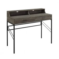 44 in. Rectangular Cerused Ash Wood and Metal Hutch Writing Desk with 2-Drawers by Welwick Designs 10 44 in. Rectangular Cerused Ash Wood and Metal Hutch Writing Desk with 2-Drawers by Welwick Designs -Deals Welwick Designs Store cerused ash welwick designs writing desks hd8834 a0 1000