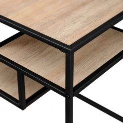 16 in. Coastal Oak/Black Metal Modern Side Table with 2-Shelves by Welwick Designs -Deals Welwick Designs Store coastal oak black metal welwick designs end side tables hd9279 1d 1000