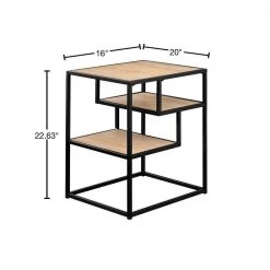 16 in. Coastal Oak/Black Metal Modern Side Table with 2-Shelves by Welwick Designs -Deals Welwick Designs Store coastal oak black metal welwick designs end side tables hd9279 40 1000