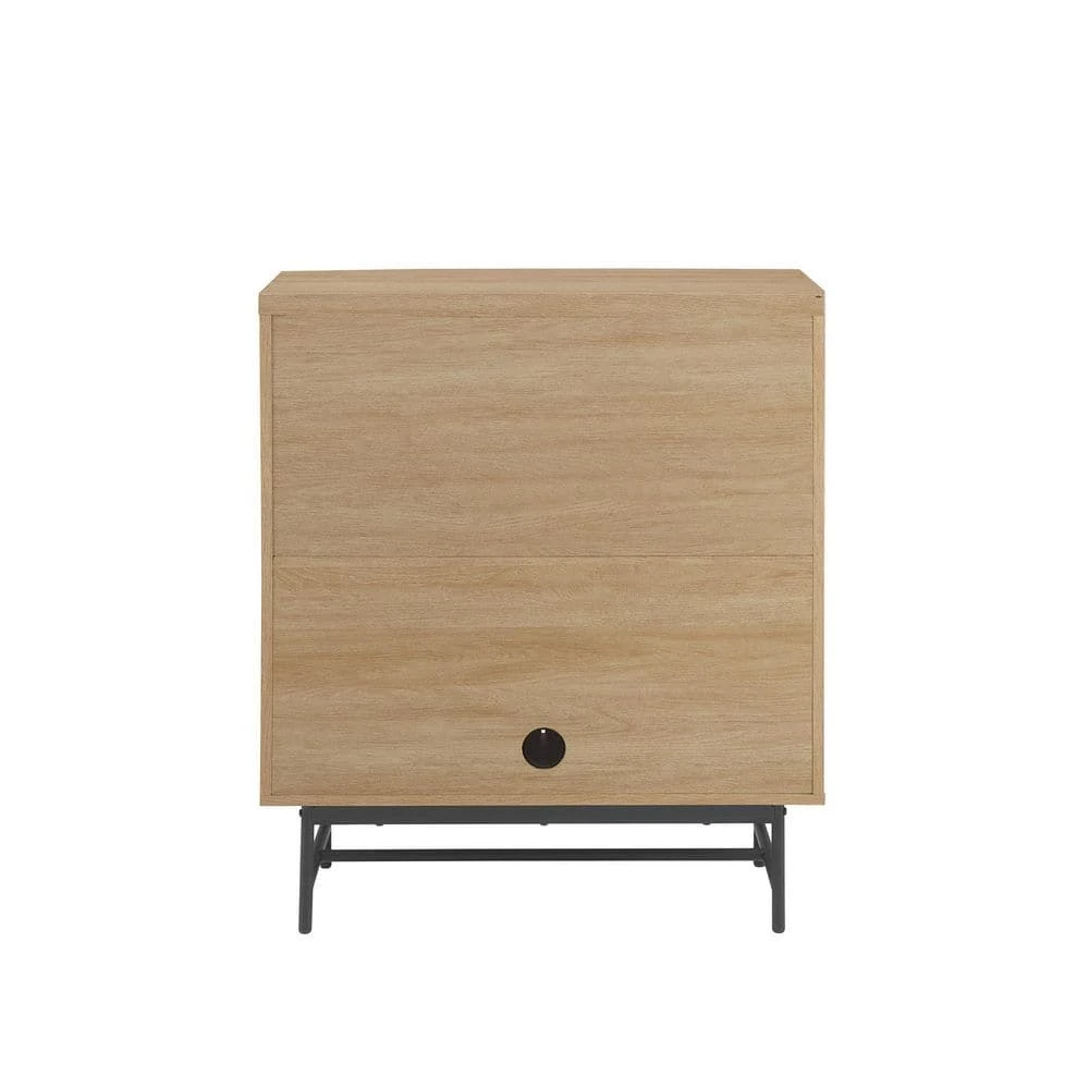 Coastal Oak/Black Wood and Metal Reeded Accent Cabinet with 2 Doors by Welwick Designs 6 Coastal Oak/Black Wood and Metal Reeded Accent Cabinet with 2 Doors by Welwick Designs - Image 6