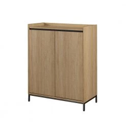 Coastal Oak Wood Modern Tray-Top Accent Cabinet with Metal Legs by Welwick Designs -Deals Welwick Designs Store coastal oak black welwick designs bar cabinets hd9462 40 1000