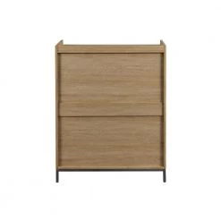 Coastal Oak Wood Modern Tray-Top Accent Cabinet with Metal Legs by Welwick Designs -Deals Welwick Designs Store coastal oak black welwick designs bar cabinets hd9462 66 1000