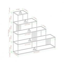 56.25 in. Wide Coastal Oak/Black Metal and Wood Industrial 4-Shelf Divider Bookcase with Bar Details by Welwick Designs -Deals Welwick Designs Store coastal oak black welwick designs bookcases bookshelves hd9312 40 1000