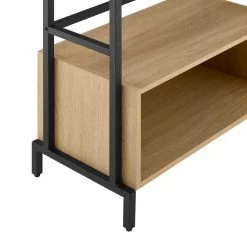 64 in. Coastal Oak/Black Wood Modern 6-Shelf Bookcase with Cubbies by Welwick Designs -Deals Welwick Designs Store coastal oak black welwick designs bookcases bookshelves hd9440 4f 1000