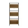 64 in. Coastal Oak/Black Wood Modern 6-Shelf Bookcase with Cubbies by Welwick Designs