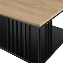 43 in. Coastal Oak/Black Metal and Rectangle Wood Industrial Coffee Table with Bar Details by Welwick Designs -Deals Welwick Designs Store coastal oak black welwick designs coffee tables hd9478 4f 1000