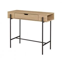 41 in. Coastal Oak/Black Rectangle Wood and Metal Modern Console Table with Storage by Welwick Designs -Deals Welwick Designs Store coastal oak black welwick designs console tables hd9433 40 1000