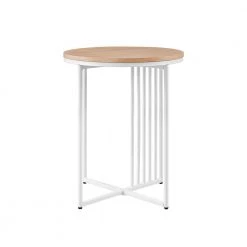 21 in. Coastal Oak/White Metal and Wood Industrial Side Table with Bar Details by Welwick Designs -Deals Welwick Designs Store coastal oak welwick designs end side tables hd9390 40 1000