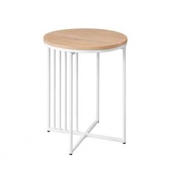 21 in. Coastal Oak/White Metal and Wood Industrial Side Table with Bar Details by Welwick Designs -Deals Welwick Designs Store coastal oak welwick designs end side tables hd9390 4f 1000