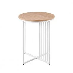 21 in. Coastal Oak/White Metal and Wood Industrial Side Table with Bar Details by Welwick Designs -Deals Welwick Designs Store coastal oak welwick designs end side tables hd9390 66 1000