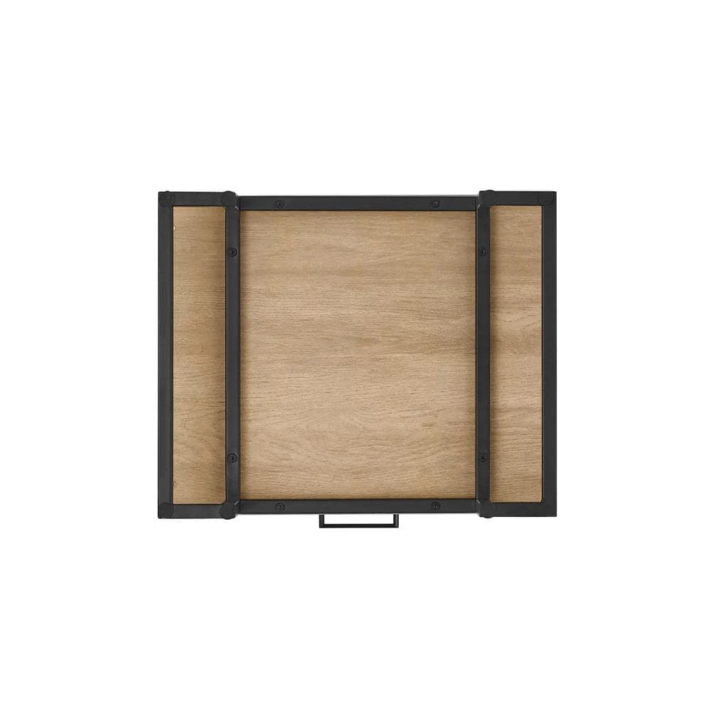 1-Drawer Coastal Oak Wood and Metal Modern L-Leg Nightstand by Welwick Designs 5 1-Drawer Coastal Oak Wood and Metal Modern L-Leg Nightstand by Welwick Designs - Image 5