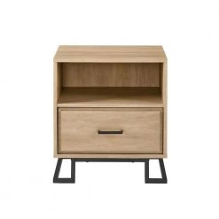 1-Drawer Coastal Oak Wood and Metal Modern L-Leg Nightstand by Welwick Designs 19 1-Drawer Coastal Oak Wood and Metal Modern L-Leg Nightstand by Welwick Designs -Deals Welwick Designs Store coastal oak welwick designs nightstands hd9383 77 1000