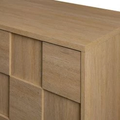 54.75 in. Coastal Oak Wood and Metal Modern Checkered TV Stand with 2 Sliding Doors for TVs Up to 55 in. by Welwick Designs -Deals Welwick Designs Store coastal oak welwick designs tv stands hd9366 44 1000