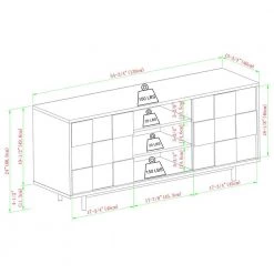 54.75 in. Coastal Oak Wood and Metal Modern Checkered TV Stand with 2 Sliding Doors for TVs Up to 55 in. by Welwick Designs -Deals Welwick Designs Store coastal oak welwick designs tv stands hd9366 fa 1000