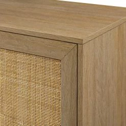 58 in. Coastal Oak Rattan and Wood Modern 2-Door TV Stand for TVs Up to 60 in. by Welwick Designs -Deals Welwick Designs Store coastal oak welwick designs tv stands hd9371 44 1000