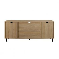 58 in. Coastal Oak Rattan and Wood Modern 2-Door TV Stand for TVs Up to 60 in. by Welwick Designs -Deals Welwick Designs Store coastal oak welwick designs tv stands hd9371 66 1000