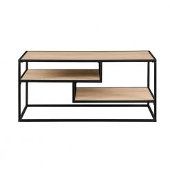 40 in. Coastal Oak Wood and Metal Modern Open-Storage TV Stand for TVs Up 43 in. by Welwick Designs