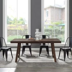 71 in. Dark Brown Oak Wood Rustic Farmhouse Dining Table by Welwick Designs -Deals Welwick Designs Store dark brown oak welwick designs kitchen dining tables hd8845 31 1000