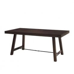 71 in. Dark Brown Oak Wood Rustic Farmhouse Dining Table by Welwick Designs