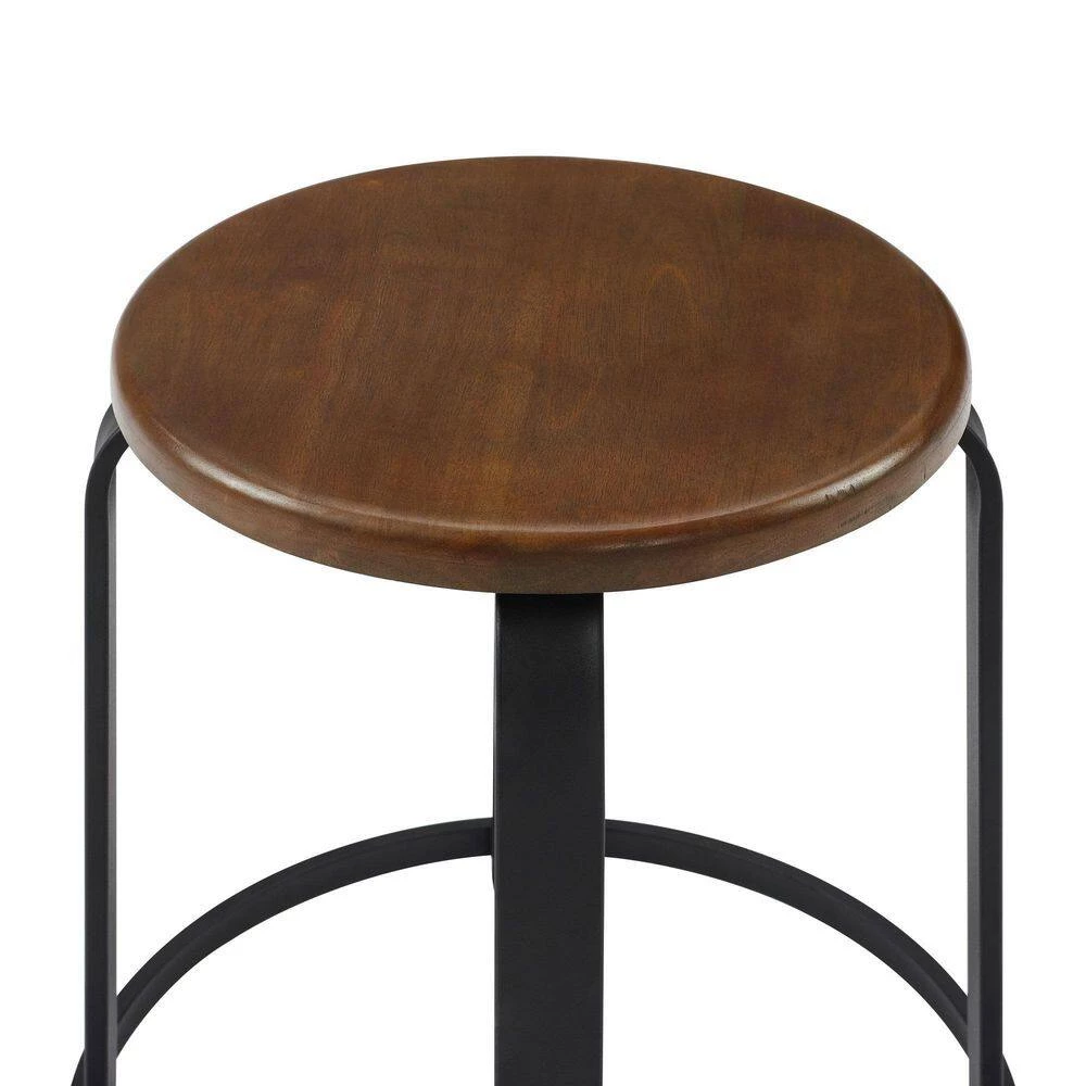 18 in. Dark Coffee/Black Backless Metal Frame Stackable Wood Seat Kitchen Stool by Welwick Designs 10 18 in. Dark Coffee/Black Backless Metal Frame Stackable Wood Seat Kitchen Stool by Welwick Designs - Image 10