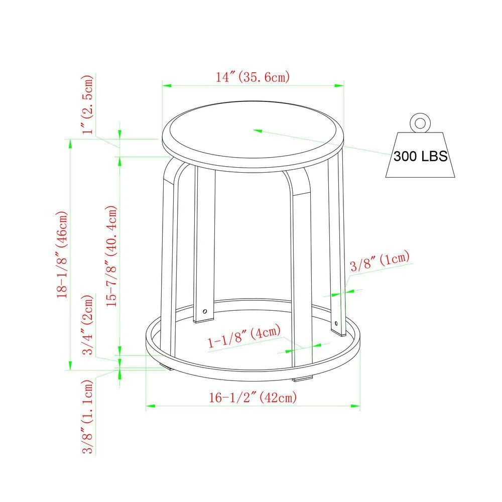 18 in. Dark Coffee/Black Backless Metal Frame Stackable Wood Seat Kitchen Stool by Welwick Designs 12 18 in. Dark Coffee/Black Backless Metal Frame Stackable Wood Seat Kitchen Stool by Welwick Designs - Image 12