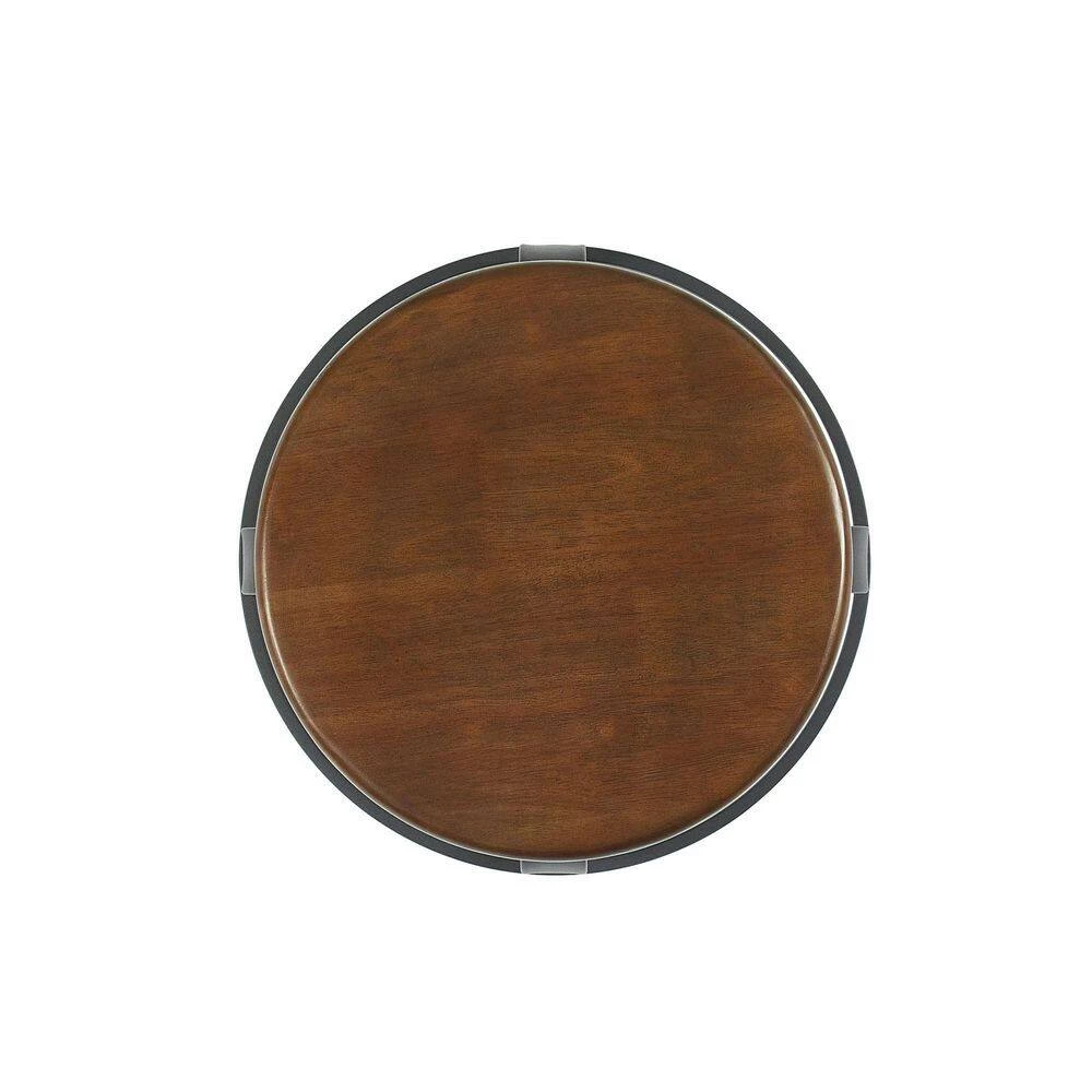 18 in. Dark Coffee/Black Backless Metal Frame Stackable Wood Seat Kitchen Stool by Welwick Designs 4 18 in. Dark Coffee/Black Backless Metal Frame Stackable Wood Seat Kitchen Stool by Welwick Designs - Image 4