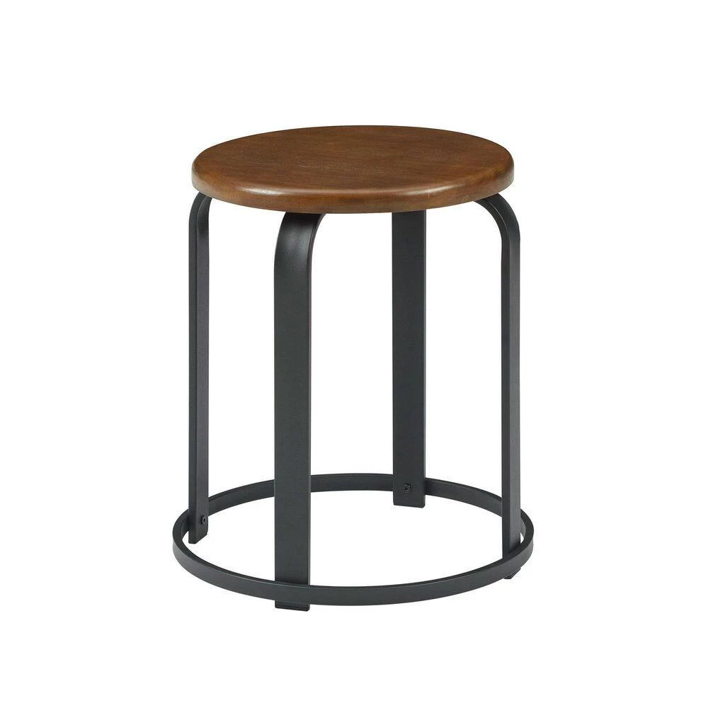 18 in. Dark Coffee/Black Backless Metal Frame Stackable Wood Seat Kitchen Stool by Welwick Designs 11 18 in. Dark Coffee/Black Backless Metal Frame Stackable Wood Seat Kitchen Stool by Welwick Designs - Image 11