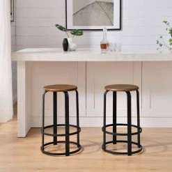 26 in. Dark Coffee/Black Backless Metal Frame Stackable Wood Seat Bar Stool by Welwick Designs -Deals Welwick Designs Store dark coffee black welwick designs bar stools hd9395 c3 1000