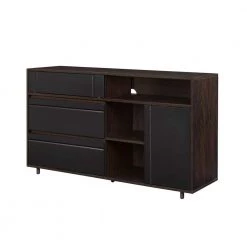 Solid Black Wood Modern Sideboard with Open and Closed Storage by Welwick Designs -Deals Welwick Designs Store dark espresso solid black welwick designs sideboards buffet tables hd9361 1f 1000
