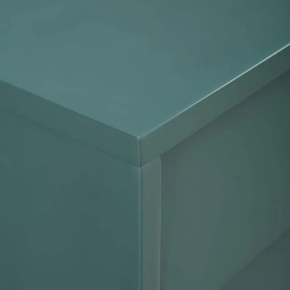 Dark Teal Wood Bar Cabinet with Louvered Door by Welwick Designs 8 Dark Teal Wood Bar Cabinet with Louvered Door by Welwick Designs - Image 8