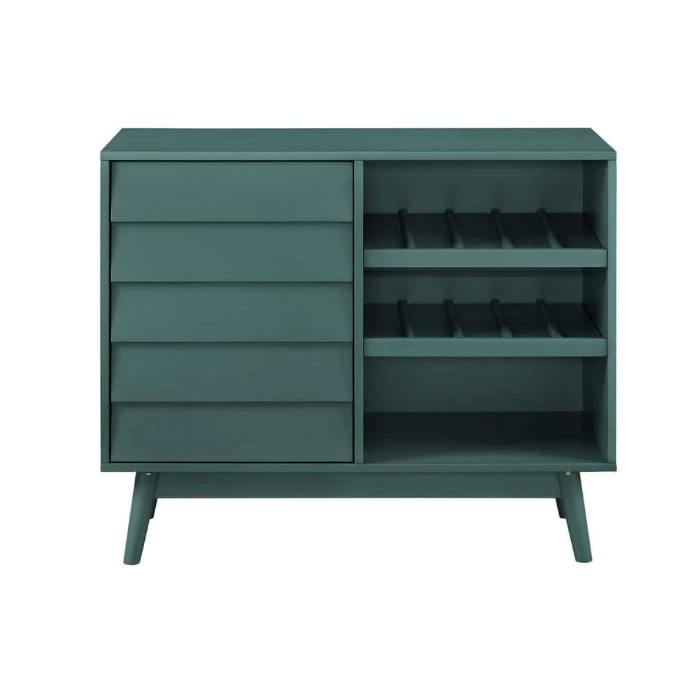 Dark Teal Wood Bar Cabinet with Louvered Door by Welwick Designs 7 Dark Teal Wood Bar Cabinet with Louvered Door by Welwick Designs - Image 7