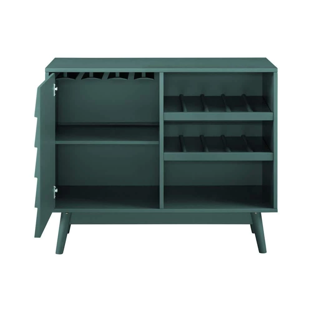 Dark Teal Wood Bar Cabinet with Louvered Door by Welwick Designs 1 Dark Teal Wood Bar Cabinet with Louvered Door by Welwick Designs
