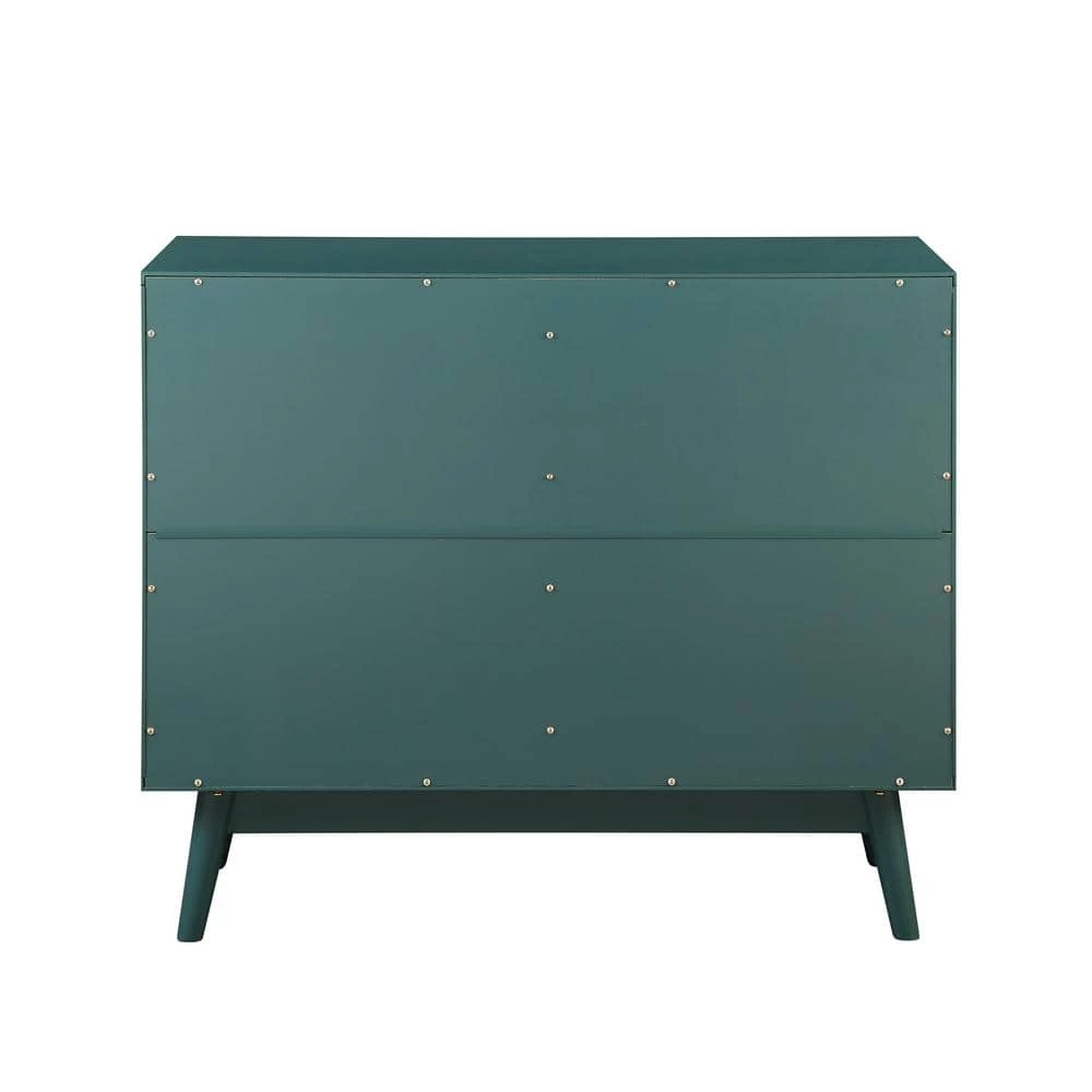 Dark Teal Wood Bar Cabinet with Louvered Door by Welwick Designs 5 Dark Teal Wood Bar Cabinet with Louvered Door by Welwick Designs - Image 5