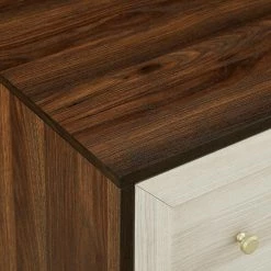 56 in. W. 4-Drawer Dark Walnut and White Poplar Wood Dresser with Gold Hardware by Welwick Designs -Deals Welwick Designs Store dark walnut and white poplar welwick designs dressers hd8906 1d 1000