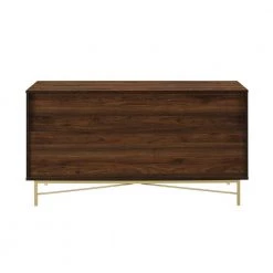 56 in. W. 4-Drawer Dark Walnut and White Poplar Wood Dresser with Gold Hardware by Welwick Designs -Deals Welwick Designs Store dark walnut and white poplar welwick designs dressers hd8906 c3 1000